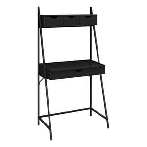 Monarch Specialties Bureau d'ordinateur, Bureau à la maison, Ordinateur portable, Poubelles, Tiroirs de rangement, 32"l, Travail, Métal, Stratifié, Noir, Contemporain, Moderne