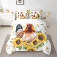 thumbnail image 2 of Farm Chicken Full Comforter Set 7 Piece,Rustic Farmhouse Animal Bed In A Bag With Sheets Hen Bedding Set For Kids Adults Sunflower Decor Bed Set Reversible, 2 of 5