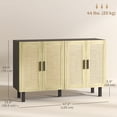 thumbnail image 3 of HOMCOM Boho Sideboard Buffet Cabinet with 4 Rattan Doors, Black, 3 of 10
