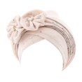 thumbnail image 2 of Fashion Women Beading Braid Hat Muslim Ruffle Cancer Wrap Cap Sleep Caps Satin Lined Hair Bonnets, 2 of 2