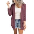 thumbnail image 4 of Womens Soft Button Down Cardigan Long Sleeve Light Weight Shirts Jacket Comfy Loose Fall Lounge Wear Tops Wine, 2XL, 4 of 7