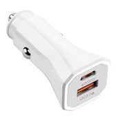 Car Charger, EDHITNR 20W Fast Dual USB-C Ports Car Adapter, Aluminum Alloy Heat Dissipation Safe Charging Socket Kit for Multiple Devices, White