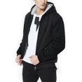 thumbnail image 1 of MAWCLOS Sweat à Capuche Zippé pour Hommes, Couleur Unie, Épais, Manches Longues, Noir 2TG, 1 of 6