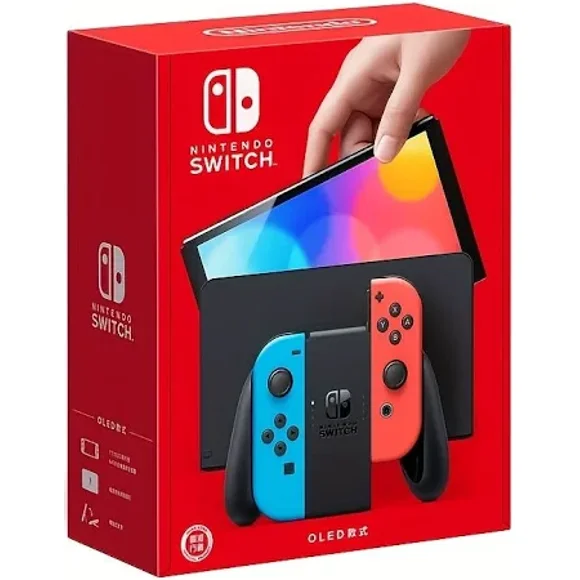 Nintendo Switch (Modèle OLED) Console – Rouge Néon/bleu – Boîte Ouverte / Remis à Neuf (Excellent État)