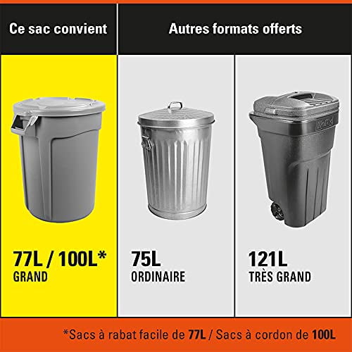 Hefty Garbage Bags, Value Pack Large 100 Litres Black, Drawstring, Arm & Hammer odour neutralizer