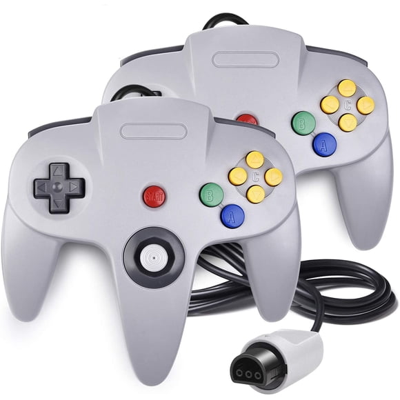 Lot de 2 Manettes N64, XYCCA Manette Filaire Classique N64 64 Bits Joystick pour Console de Jeu Vidéo Ultra 64 Système N64 (Bleu)