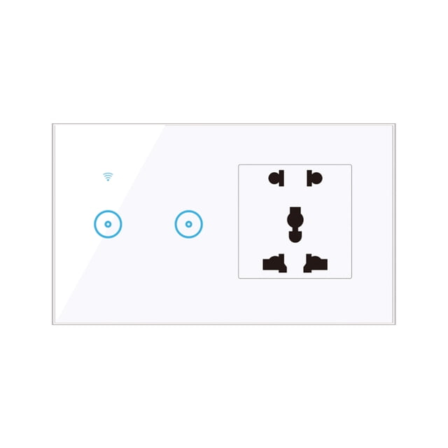 95- Smart Wall Outlet with 2 Gang Touch Switch Smart Life APP Remote Control, Voice Control, Touch Control Compatible with Assistant Smart Switch Outlet Universal