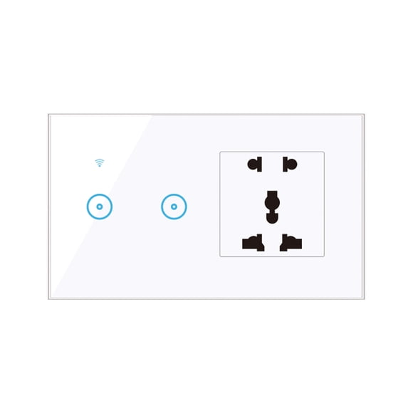 Riwcyla 95, Smart Wall Outlet with 2 Gang Touch Switch Smart Life APP Remote Control, Voice Control, Touch Control Compatible with Assistant Smart Switch Outlet Universal