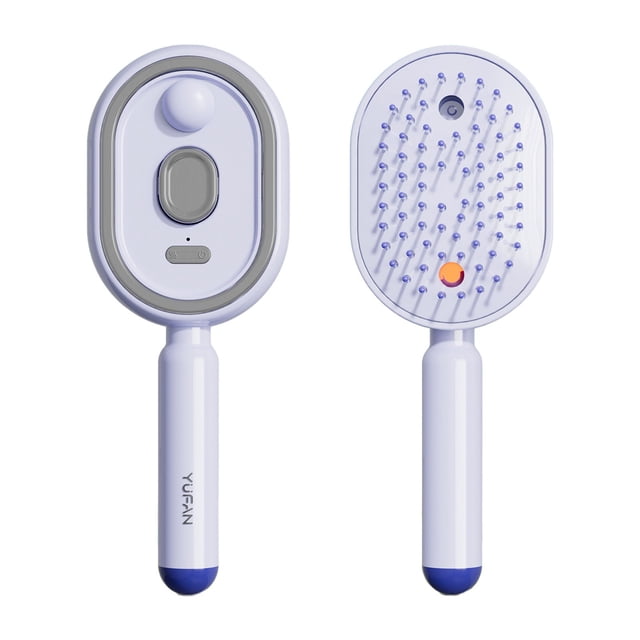 5 In 1 Air Cushion Brush Cepillo De Vapor Para El Cabello Electric Spray Air Cushion Massage Comb Self-Clean Purple Rechargeable Steam Brush with Detangling Comb