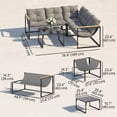 thumbnail image 3 of Outsunny Ensemble de Mobilier de Patio 4 Pcs avec Coussins Table Basse, Gris, 3 of 10