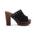 thumbnail image 3 of BLISSFUL STEP Women's Shoes Platform Chunky Heels Open Toe Rivet Faux Suede Slides Sandals Black 5.5, 3 of 8