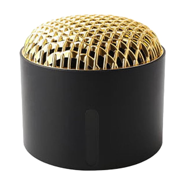 Moistures Proof Dehumidifier Box Portable and Reusable Absorbs Moistures and Dries Dehumidifier. A compact, cylindrical black dehumidifier with a gold mesh top for enhanced air intake. Made of plastic, it measures 10.5x9.5x10.5cm (4.1x4.1x3.7in) and includes a packet of desiccant and an absorbent sheet. Designed for high-efficiency dehumidification using calcium chloride granules to absorb excess moisture and maintain indoor comfort.