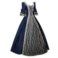 thumbnail image 3 of Huanglei Robe pour Femme Style Rétro Couleur Unie Manches Trompette Longue Robe de Princesse, 3 of 5