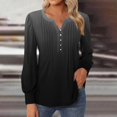 thumbnail image 2 of FAIWAD Women's V Neck Long Sleeve Tunic Tops Gradient Pleated Layered Button Down Slim Pullover Tops, 2 of 5