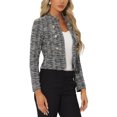 thumbnail image 4 of INSPIRE CHIC Blazer Veste en Tweed à Carreaux Élégant pour Femme TP Noir, 4 of 6