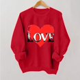 thumbnail image 1 of Styesk Chemises à Manches Longues pour Femmes Imprimé Cœur Hauts Confortables Doux Col Rond T-Shirts Chandail Mode Léger Chandail en Molleton Graphique de la Saint-Valentin Hauts Décontractés, 1 of 3