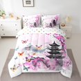 thumbnail image 2 of YST Cherry Blossoms and Butterflies 7-Piece Comforter Set, Twin Size, Mount Fuji Theme, White, 2 of 4