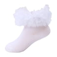 thumbnail image 1 of dmqupv Girls Ruffle Socks Ruffle Socks For Toddler Baby Girls Double Frilly Lace Dress Socks Kids Ankle Tutu Socks White,Size for 4-6 Years, 1 of 7