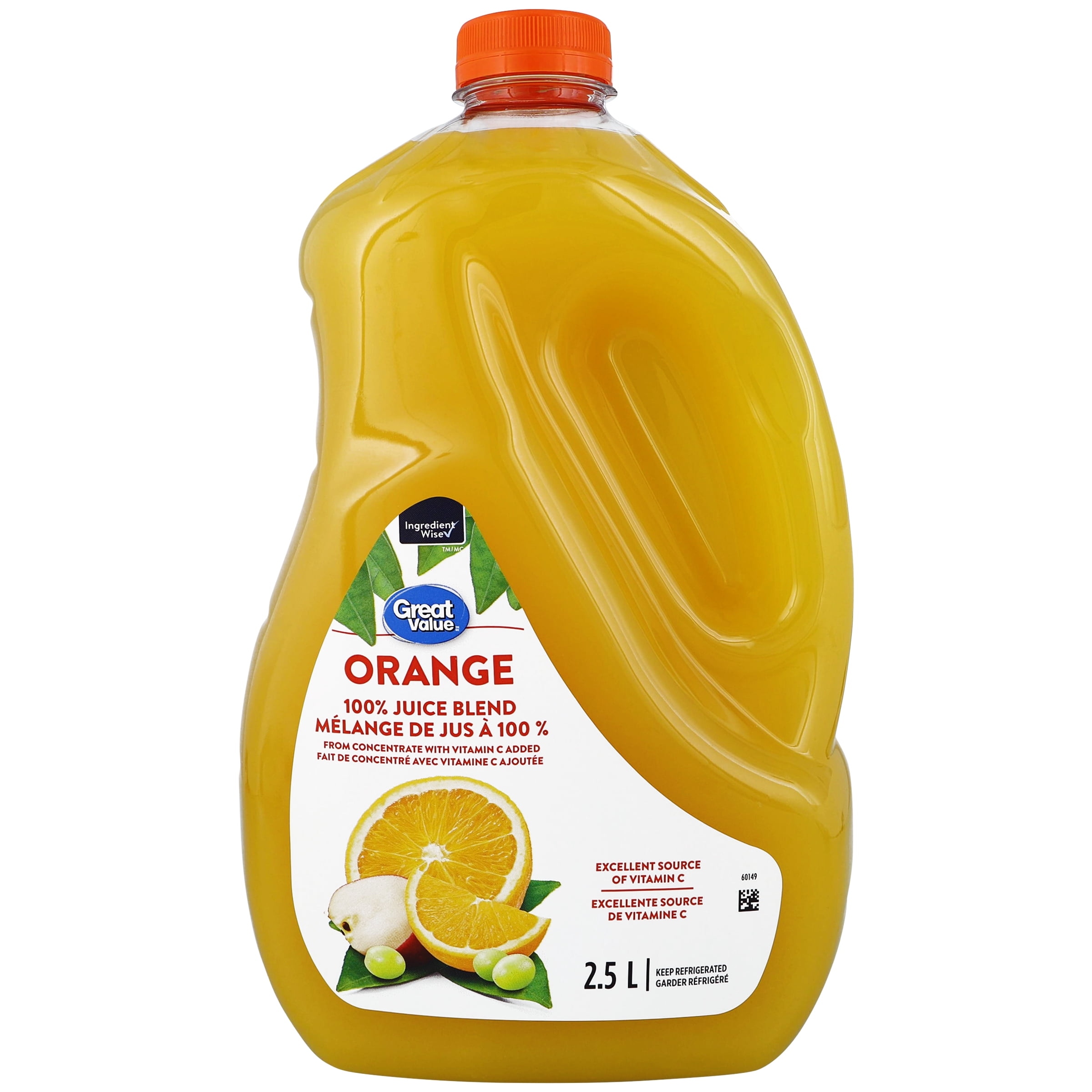 Great Value Orange Mélange de Jus à 100 % Fait de Concentré avec Vitamine C Ajoutée