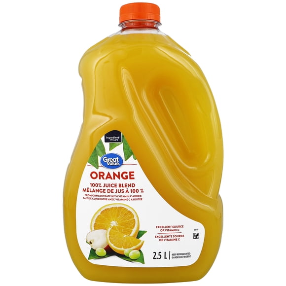 Great Value Orange 100% Juice Blend from Concentrate with Vitamin C Added