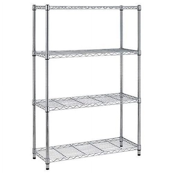 BestOffice Étagères de Rangement, Unité d'Étagères Grillagées Étagères en Métal Robustes Étagère à Niveaux Utilitaire Réglable, Chrome