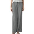 thumbnail image 2 of LSLJS Pantalon Grand Décontracté pour Femmes, Printemps, Couleur Unie, Taille Élastique, Coton et Lin, Polyvalent, Jambe Droite, Pantalon de Travail pour Femmes, 2 of 6