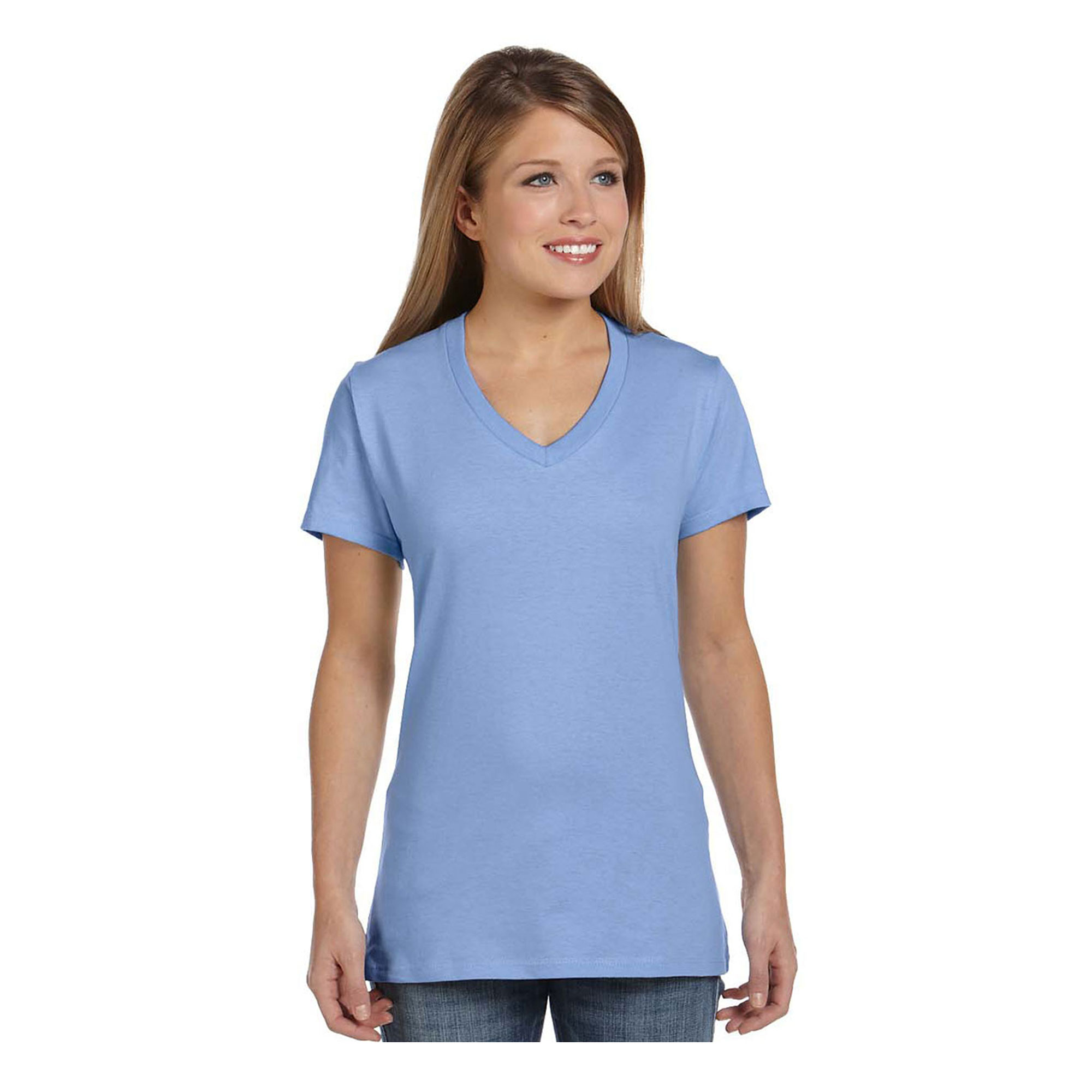 Hanes Ladies Ringspun Cotton Nano-T V-Neck T-Shirt, Style S04V