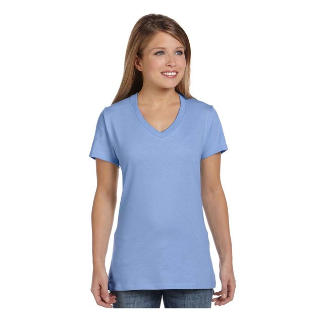 Hanes Ladies Ringspun Cotton Nano-T V-Neck T-Shirt, Style S04V