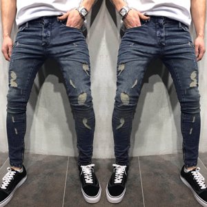 EGNMCR Jeans for Men, Men's Elastic Waist Loose Fit Denim Pants, Mens Pull On Jeans Mens Casual Fitness Bodybuilding Pocket Full Length Sports Pants Men Pants