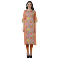 thumbnail image 1 of Moomaya Robe Kurti Décontractée pour Femmes en Coton Imprimé, Tunique Droite à Manches Retroussables, 1 of 6