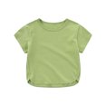 thumbnail image 2 of Cethrio Hauts à Manches Courtes pour Filles, T-Shirts d'Été en Coton Col Rond Verts Taille 3-4, 2 of 7