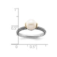 thumbnail image 3 of Bague Solitaire en Argent Sterling avec Perle d'Eau Douce de Culture 7-7,5 mm, 3 of 4