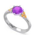 thumbnail image 1 of Bague de Fiançailles Éblouissante pour Elle en Or Blanc Massif 14K avec Améthyste et Citrine Taille Ronde 2,20 Ct Taille 4 par Diamond-Capitals, 1 of 7