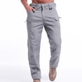thumbnail image 4 of Penkiiy Pantalon de Randonnée Homme Liquidation Pantalon Homme Couleur Unie Multi-Poches Salopettes Lavées Pantalon Décontracté d'Extérieur Pantalon Gris, 4 of 4
