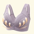 thumbnail image 3 of Cotton Wireless Bra on Clearance 3pc Ladies Comfortable Convenient Front Button Bra Breathable Easy Close Everyday Bra Plus Size Seamless Bralettes Workout Bras for Women New Purple XXL, 3 of 5