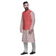 thumbnail image 2 of Atasi Ensemble Kurta Pyjama Ethnique Classique à Manches Longues Imprimé pour Hommes Tenue Décontractée, 2 of 5