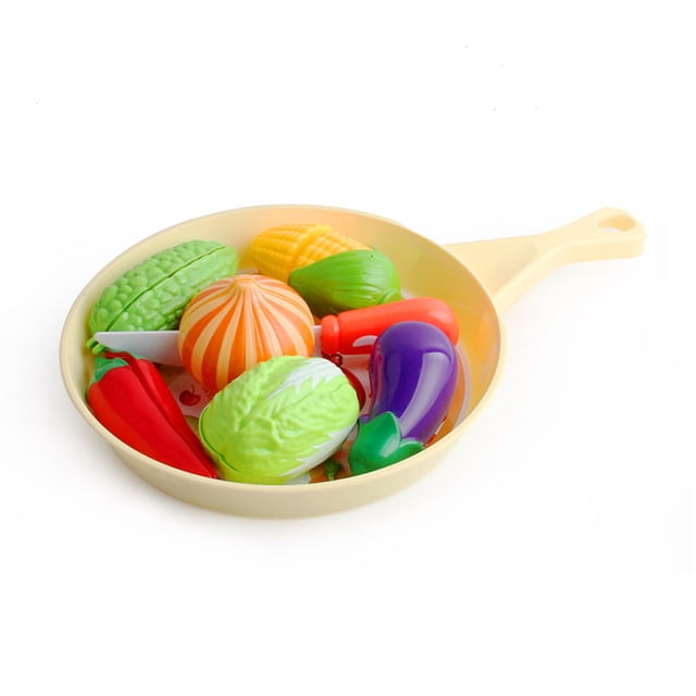 Rvkxad Cutting Fruit Vegetable Play Set, Educational Pretend Food Toys for Kids, Plastic Kitchen Play, Children Learning Activity