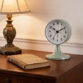 thumbnail image 4 of Minimal Round Table Clock with Pedestal Base – Silent Quartz Analog Desk Clock for Bedroom Living Room Office Home Decor, 4 of 6