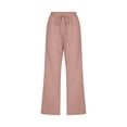 thumbnail image 3 of Bocqde Womens Capri Pants Cotton Linen Elastic Waisted Drawstring Casual Cropped Trousers with Pockets, 3 of 4