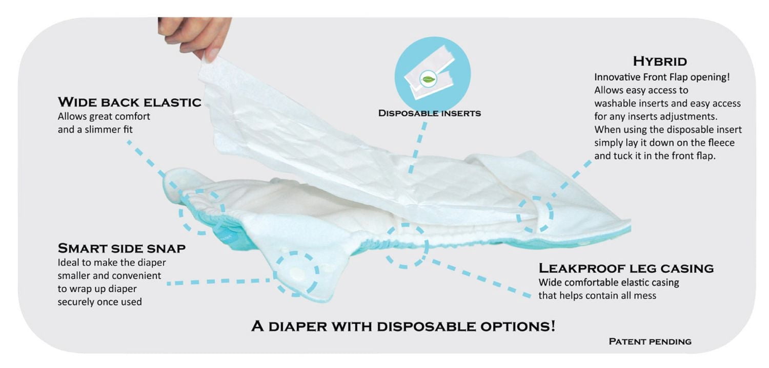 Charlie Banana 6 Inserts Oceana Hybrid All-in-One Reusable Diapers