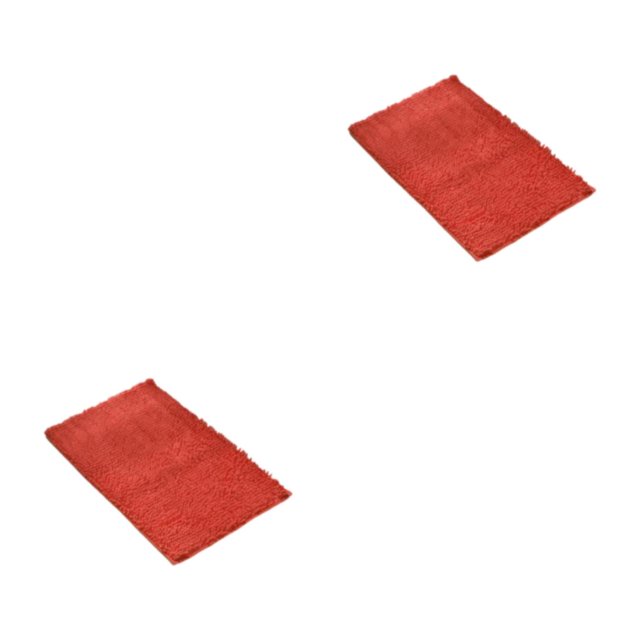Youkk Polyester Chenille Bath Mat - Strong Water Absorption Exquisite Crafted Soft Texture No Shedding Orange Red 40cm*60cm 2Set
