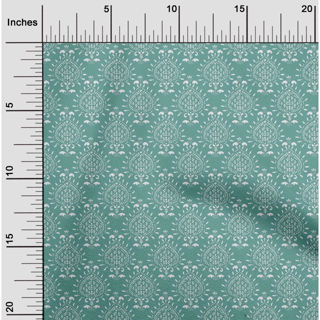 oneOone Georgette Viscose Fabric Floral Block Printed Fabric 1 Yard 42 Inch Wide