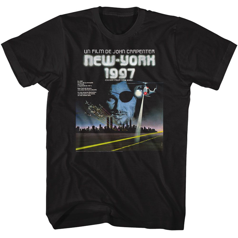 Escape From New York French Poster Image Black Adult T-Shirt S