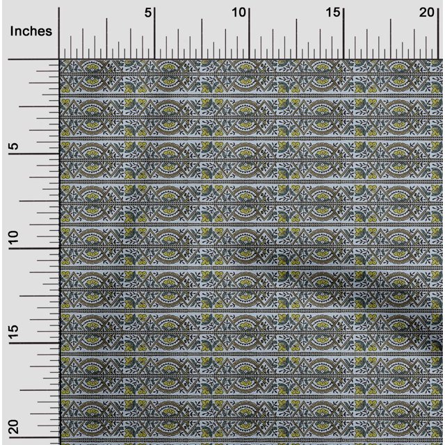 oneOone Polyester Lycra Fabric Stripe|Leaves & Floral Block Printed Craft Fabric BTY 56 Inch Wide