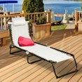 thumbnail image 4 of Gymax Chaise Longue Pliable Réglable pour Patio, Lit de Camp avec Oreiller, Plage, Piscine, Gris, 4 of 9