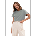 thumbnail image 1 of T-shirts à Manches Courtes Surdimensionnés pour Femmes, Col Rond, Coupe Ample, T-Shirt d'Entraînement, Hauts d'Été Décontractés, Coton, Gris Brouillard Cendré, S, 1 of 8