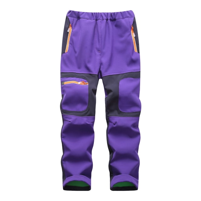 Kids Ski Pants - Patchwork Design with Pockets - Thicken Warm Trousers for Winter Outdoor Activities