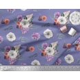 thumbnail image 2 of Soimoi Poly Georgette Fabric Fig,Succulent & Anemone Flower Print Sewing Fabric Yard 52 Inch Wide, 2 of 3