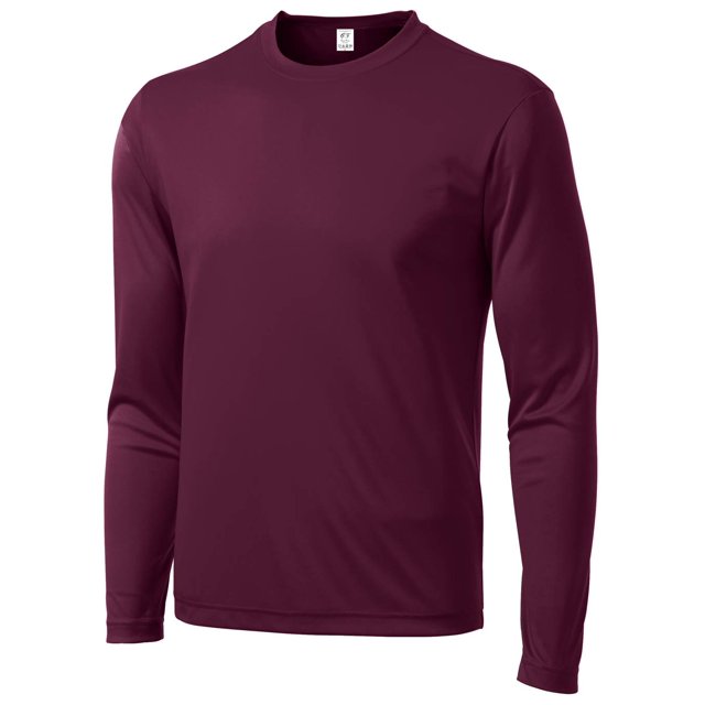 Gravity Threads Long-Sleeve Moisture-Wick Athletic Shirt - Maroon - 3XL