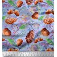 thumbnail image 1 of Soimoi Blue polyester Georgette Fabric Apricot, & Oaknut Fruits Printed Fabric 1 Yard 42 Inch Wide, 1 of 3